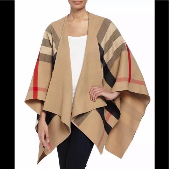 Burberry Jackets & Blazers - BURBERRY Charlotte Reversible Check Cape Poncho